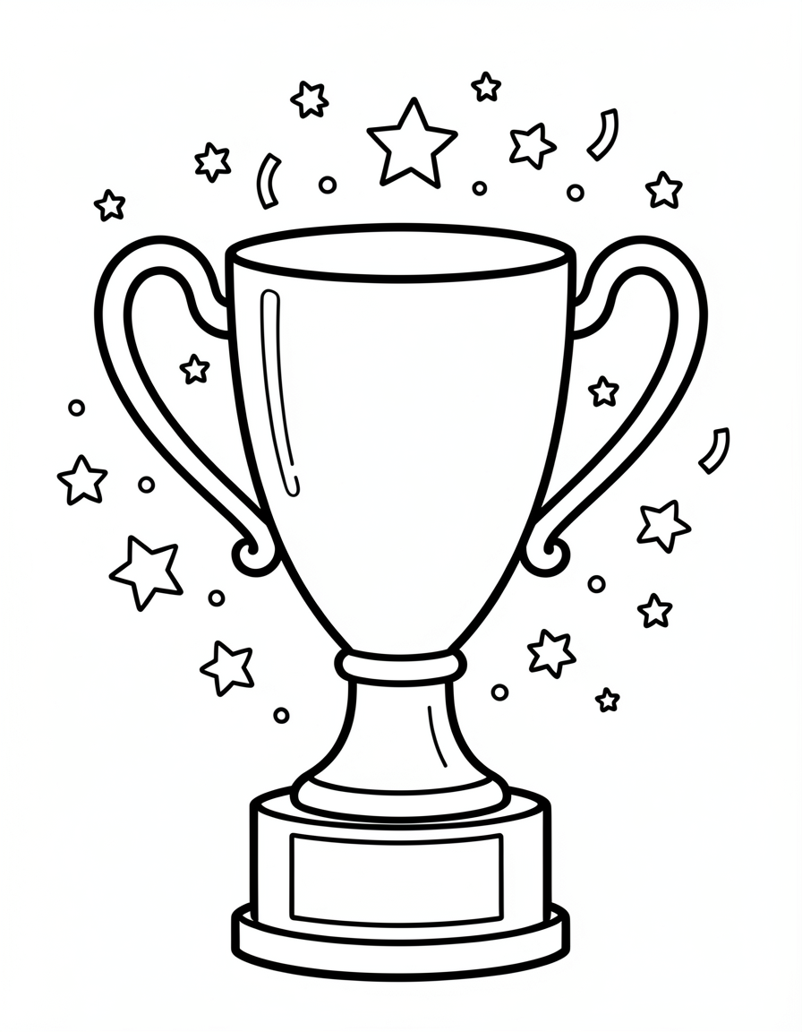 world cup coloring pages — trophy confetti 1 (free download)